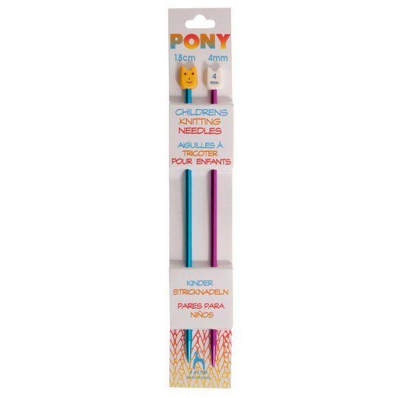 Pony 4mm Kids Needles: Coloured Aluminium
