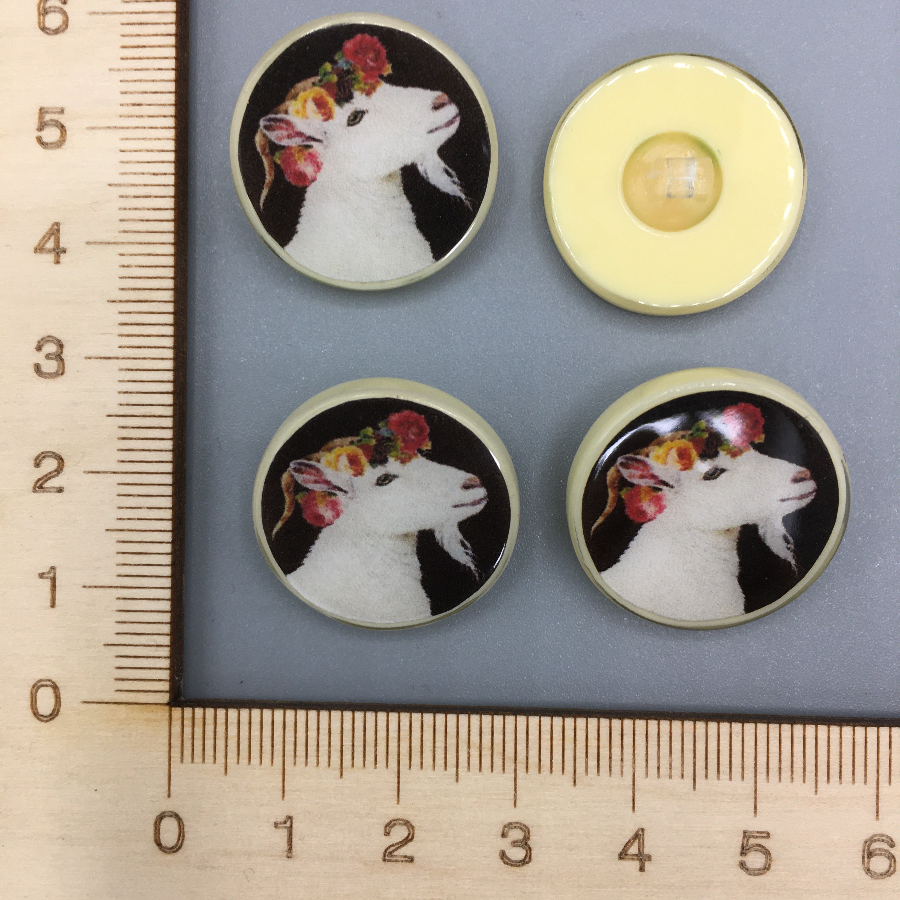 Floral Goat Button (black). B021 – All About The Yarn