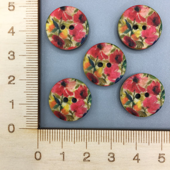 Floral Button (Red) B018