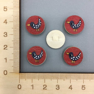 Wooden Bird Button (Red) B005