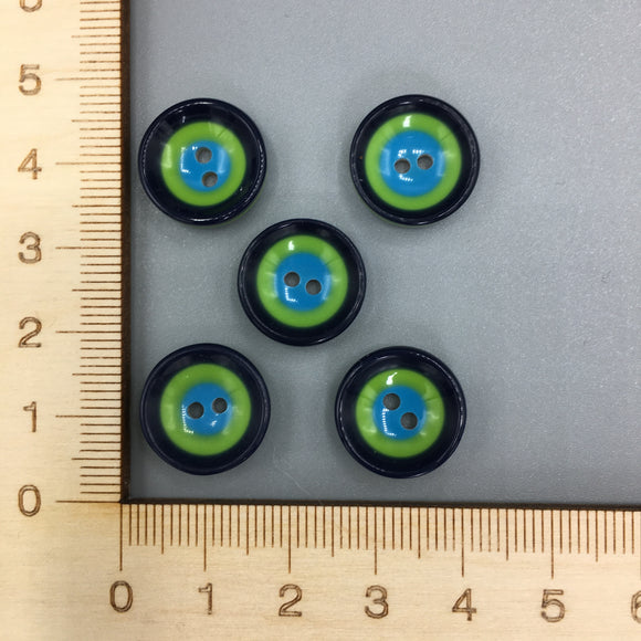 Colourful Circular Button (blue/green/navy) B004