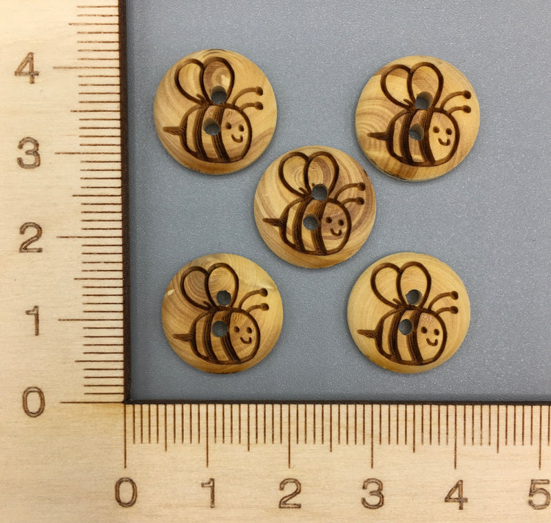 Wooden Bee Design Buttons - B034